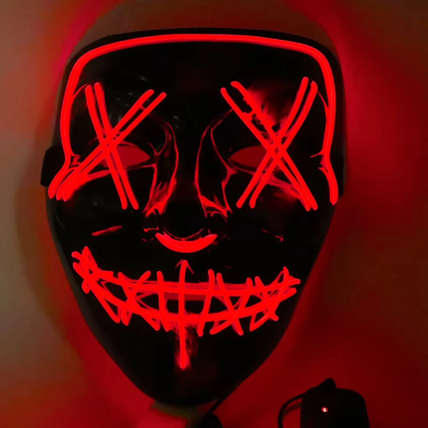 

High Quality Cheap Price Luminous Glow Scary Masquerade Cosplay Rave Mask LED Light Up Horror Halloween Party Mask