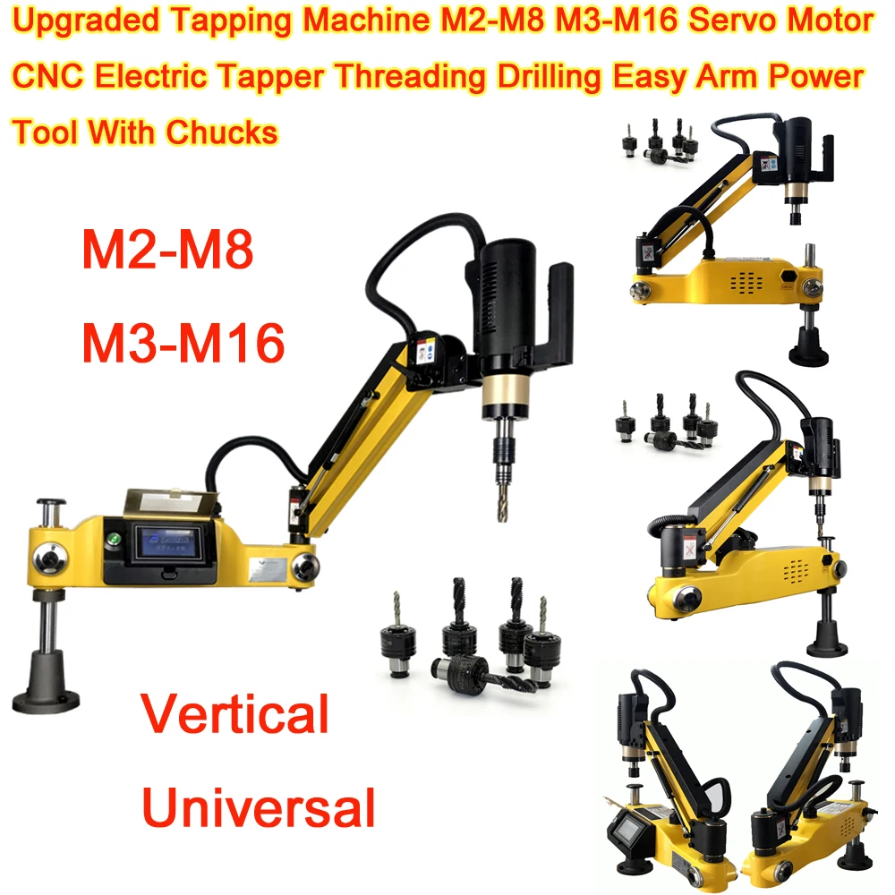 

Upgraded Tapping Machine M2-M8 M3-M16 Servo Motor CNC Electric Tapper Threading Drilling Easy Arm Power Tool with Chucks