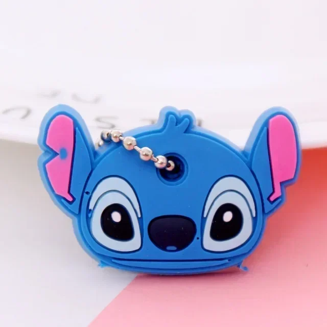 Disney Anime Character Stitch Key Chain Cartoon Lilo&Stitch Keychain Cover Silicone Car Key Chain Kawaii Kids Toys Birthday Gift