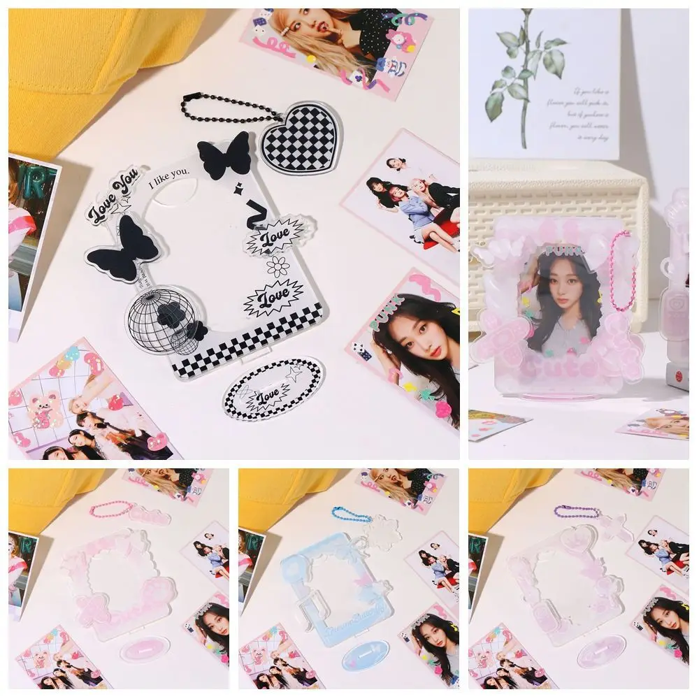 Desktop Decoration Korean Style Card Holder Transparent Polaroid Photo Student Card Cover Acrylic Bowknot ID Card Holders