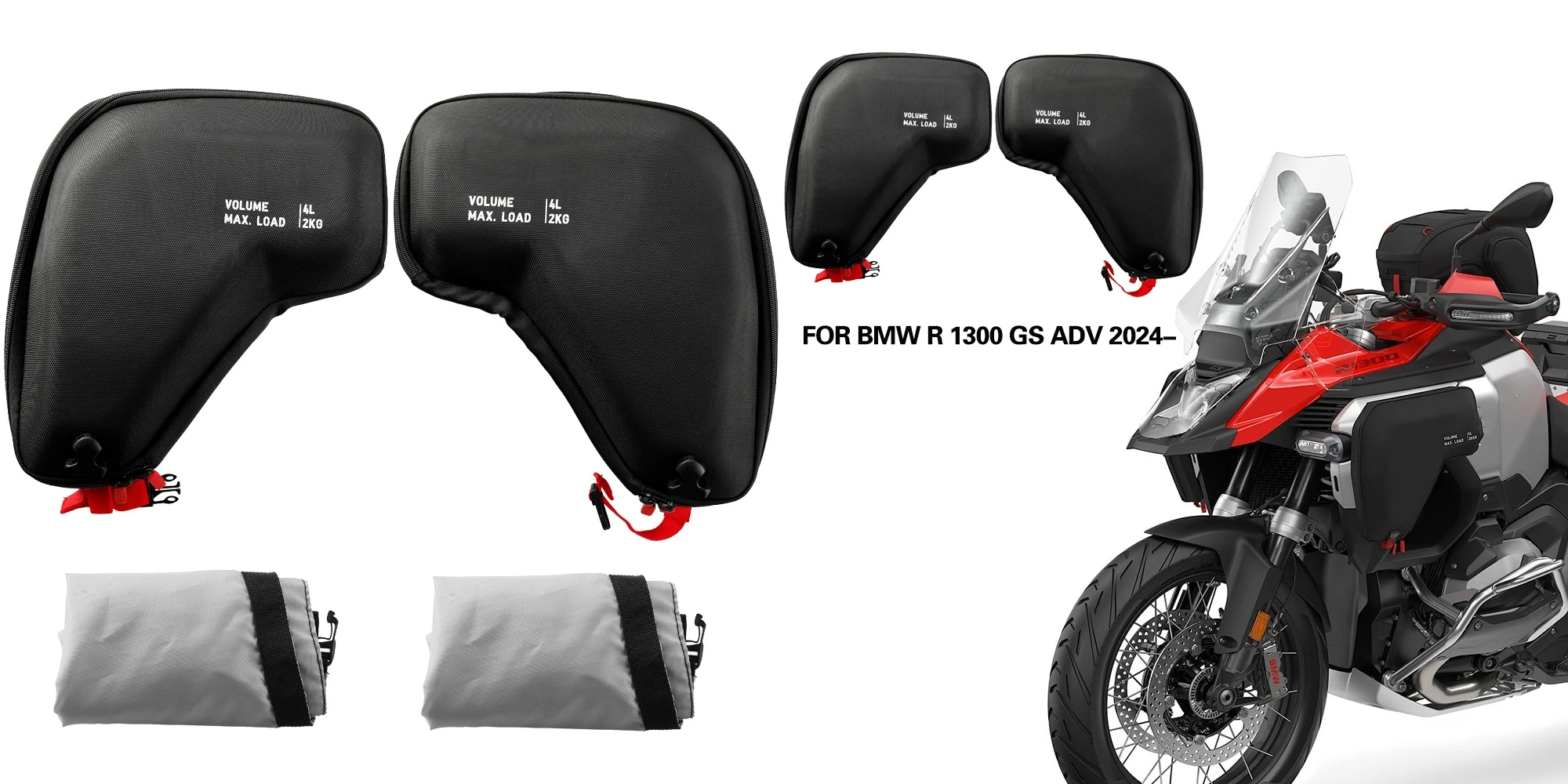 Adventure Fairing Left Right Radiator Cowl Bags Waterproof For BMW R1300GS ADV R1300GSA 2024- Motorcycle Accessories
