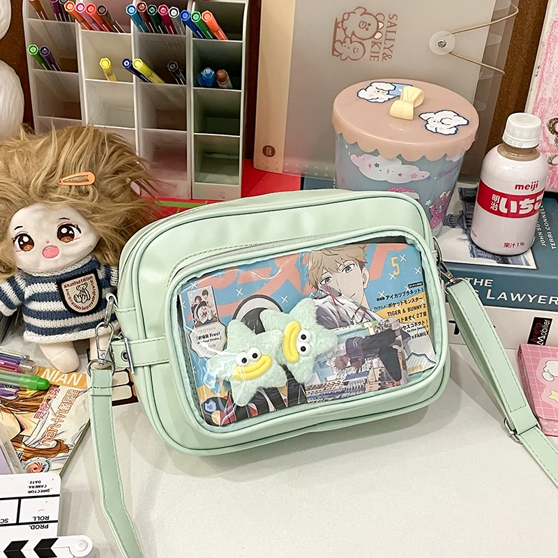 

Модная универсальная женская маленькая сумка через плечо из искусственной кожи, сумка на булавке для девочек, сумки аниме Ita, квадратная сумка через плечо, кошелек Itabag