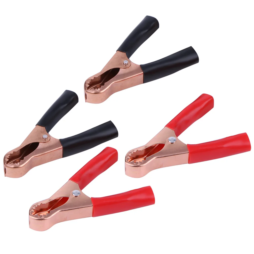 4pcs Battery Securing Clip Copper-plated 50A Inverter Special Clip Insulated Handle Practical Lightweight for Electron Industry