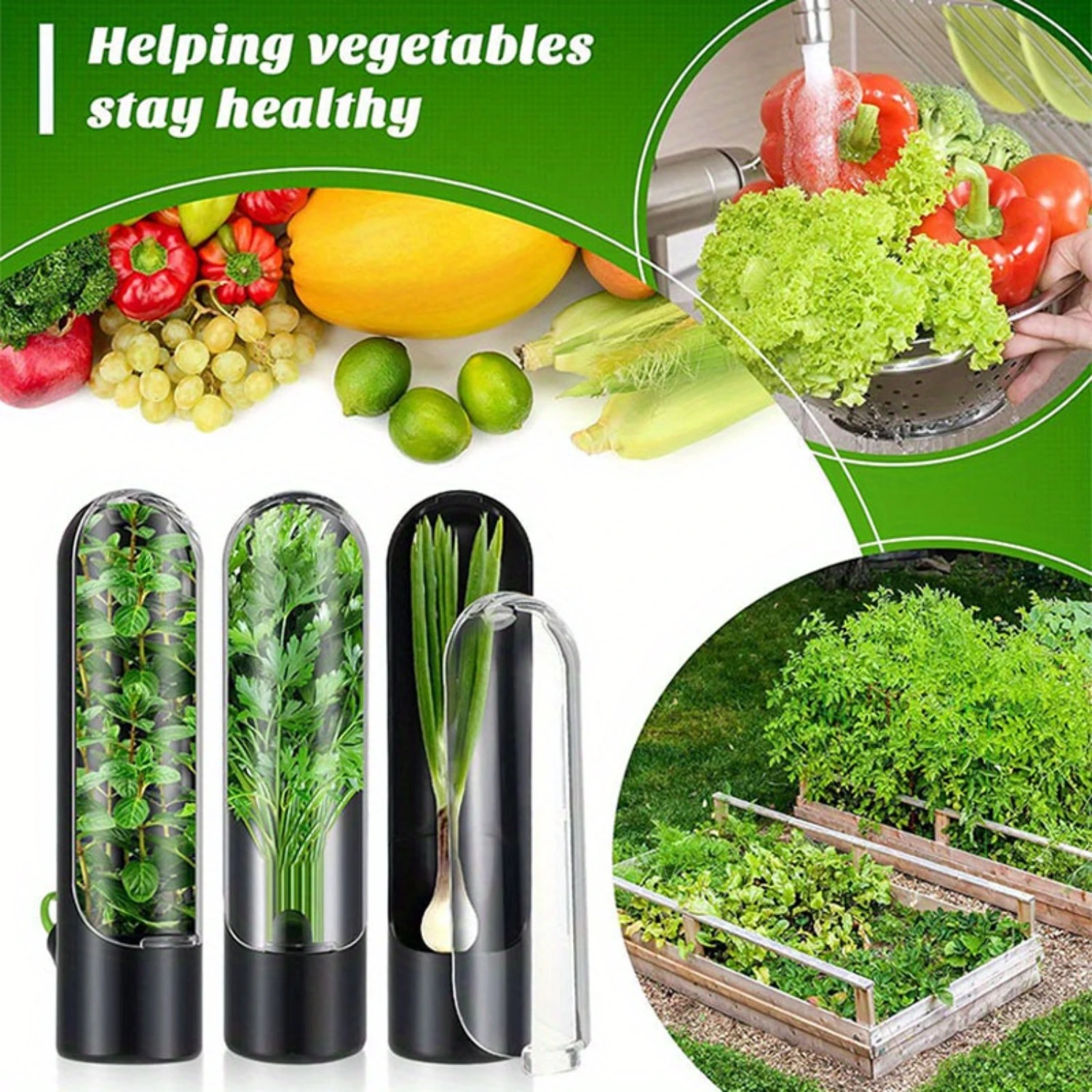 3PCS Herb Cooler, Refrigerator Herb Cooler, Herb Cooler Pods, Herb Cooler Pods, Vegetable Cooler Bottles, Cilantro, Mint, Par