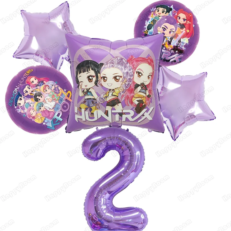 KPop شيطان الصيادين احباط بالون الكرتون أنيمي بالون أرقام 1-9 بالون الاطفال حفلة عيد ميلاد ديكور لوازم نفخ الهدايا