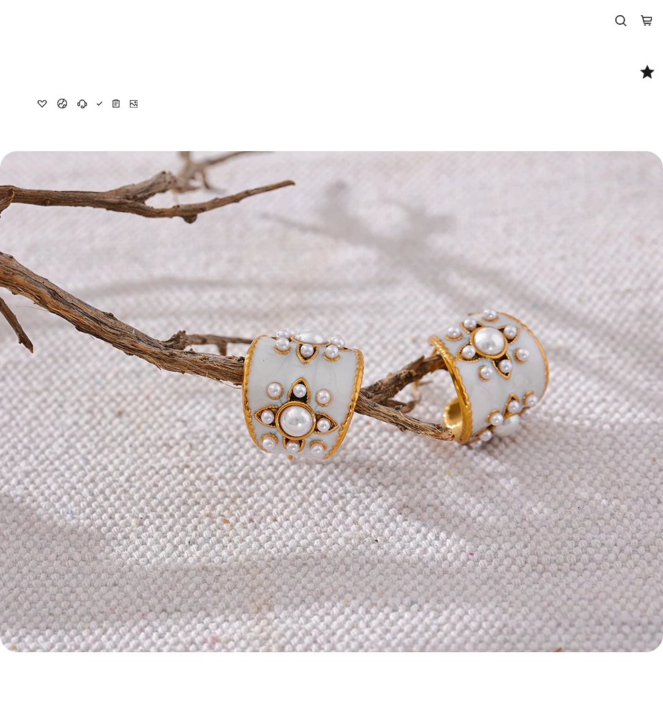 Yhpup Exquisite Imitationsperlen, weiße Emaille, Metall, Edelstahl, Blume, geometrische Ohrringe, schicker täglicher Modeschmuck, neu – Detail 12