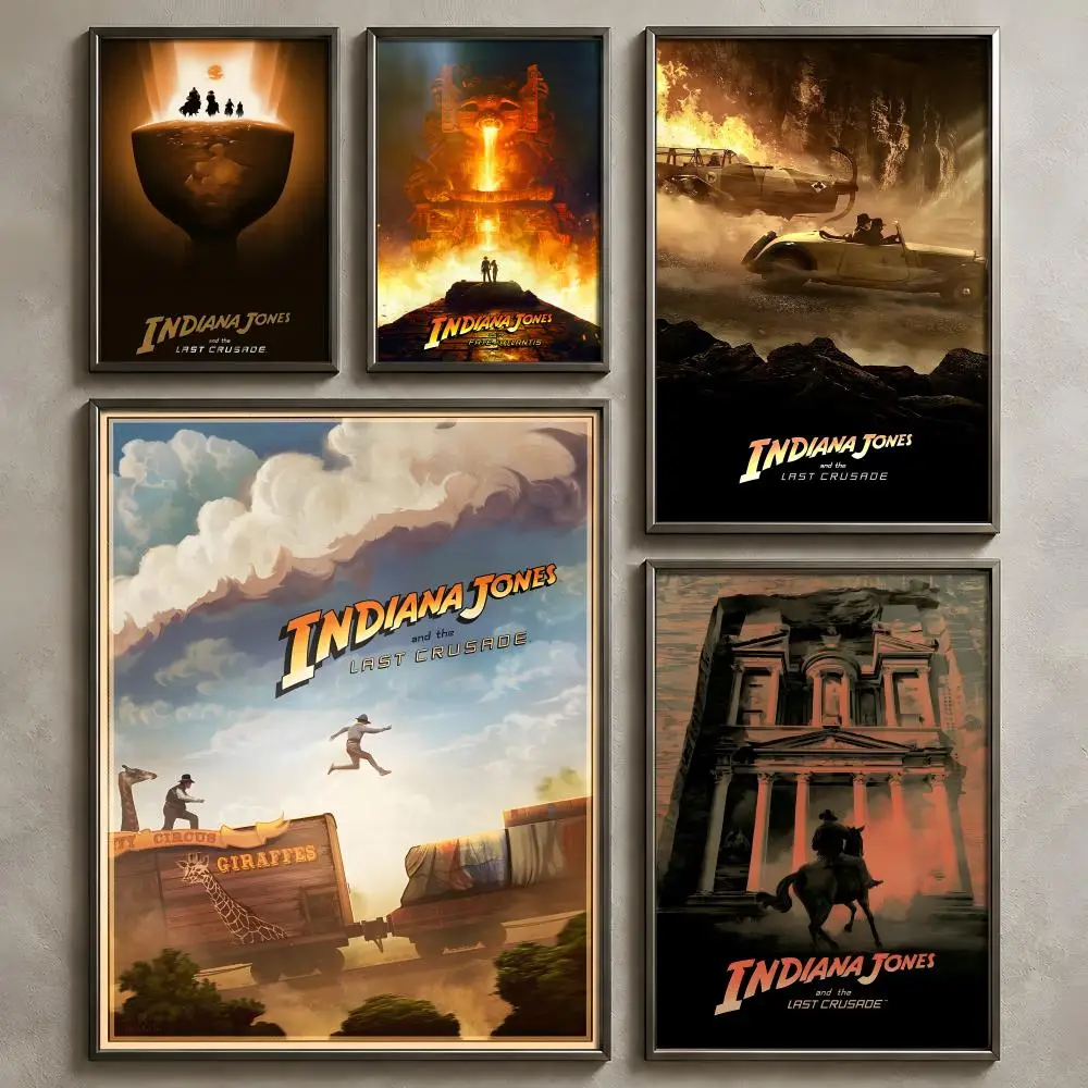 Movie I-Indiana Jones-s Poster Vintage Self Adhesive PP Wall Art Home Bar Bedroom Decor Gift