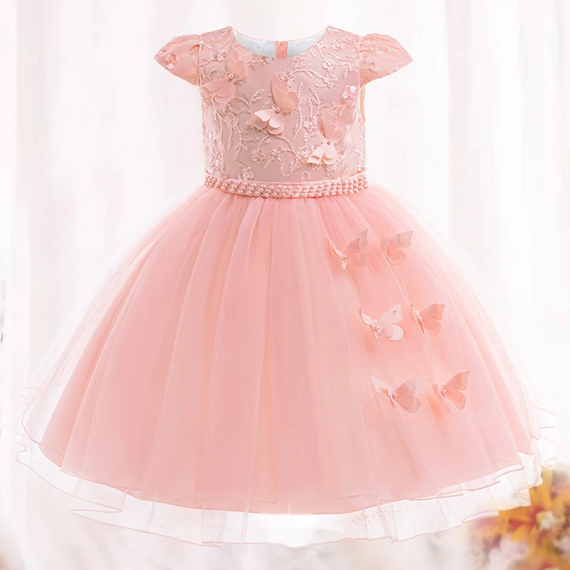 Baby Princess Dress For Girl Girls Party Dresses Toddler New Pink Butterfly Birthday Clothes Kids Fashion Evening Tulle Costumes