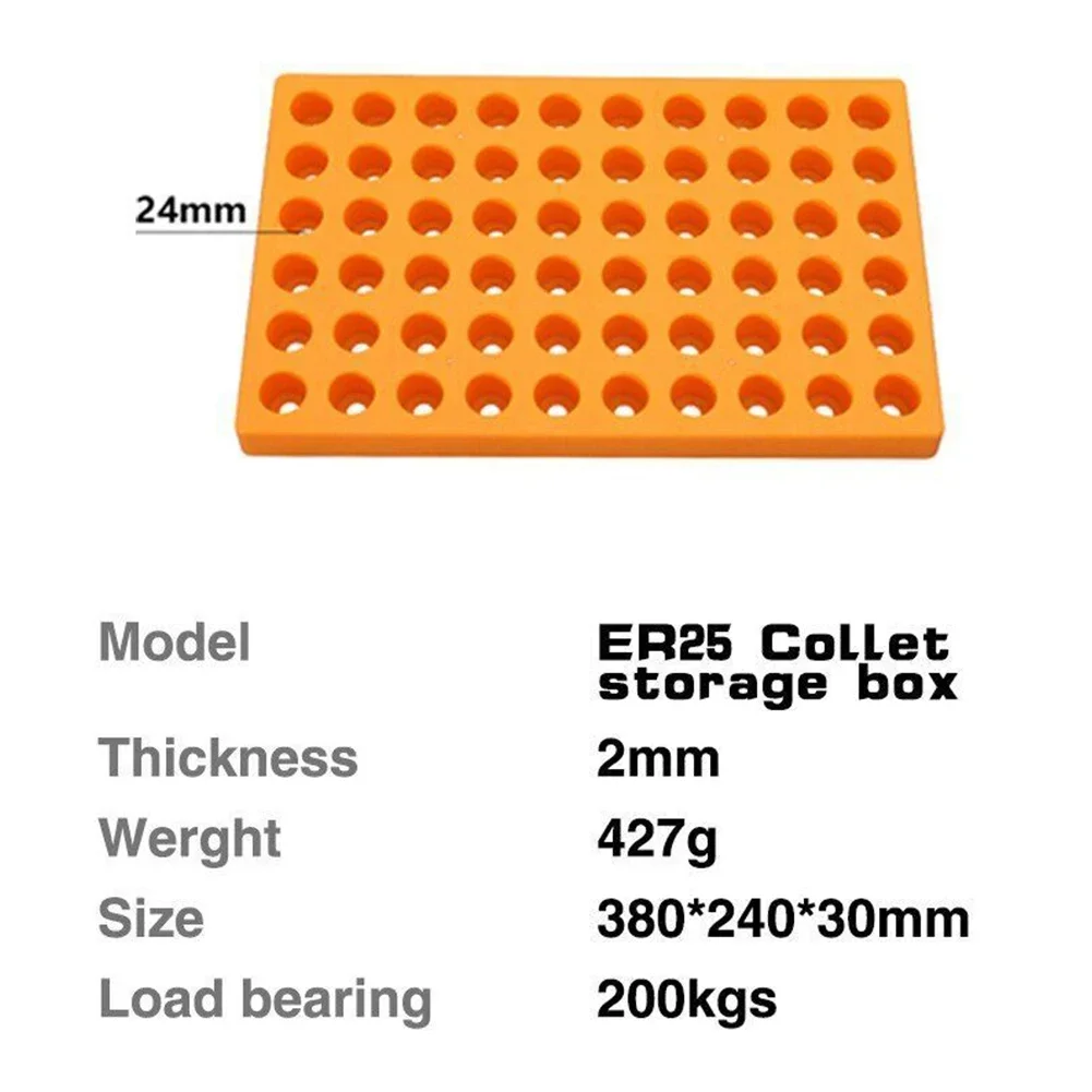 Universal Collet Storage Box, CNC Machine Tools Acabamento Rack, Laranja PP Especial, 60 Buraco, Oficina ER