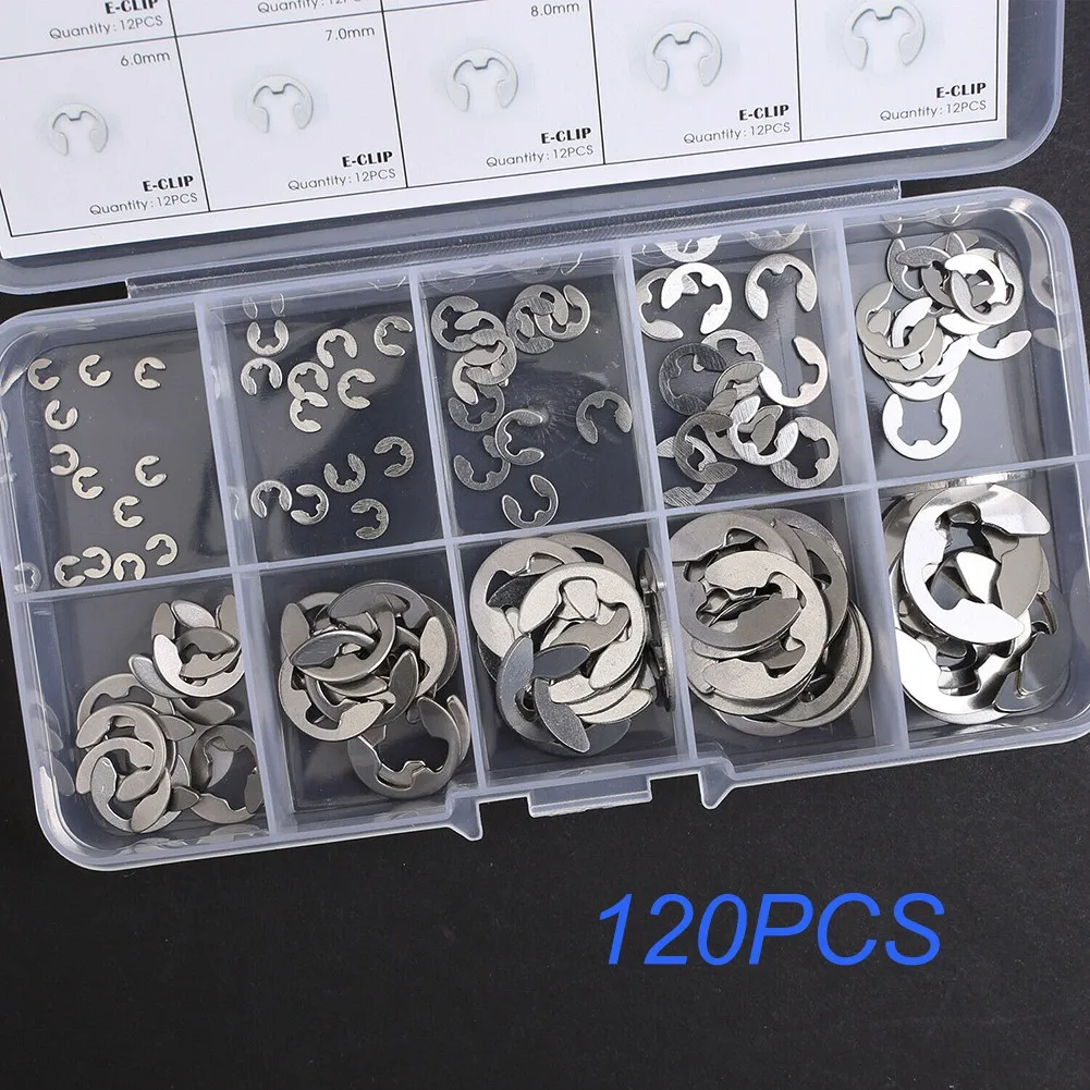 Kit Electronic Clip Retaining Ring Stainless M1.5 - M10mm 1.5 2 3 4 5 6 7 8 9 10 Mm Snap Ring E Clip 1.5 3.5 12