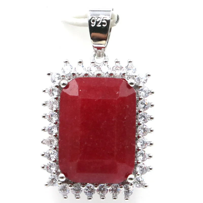 

Buy 4 Get 1 Free 33x14mm Classic Rectangle Shape Red Ruby Green Emerald White CZ Woman's Engagement Silver Pendant