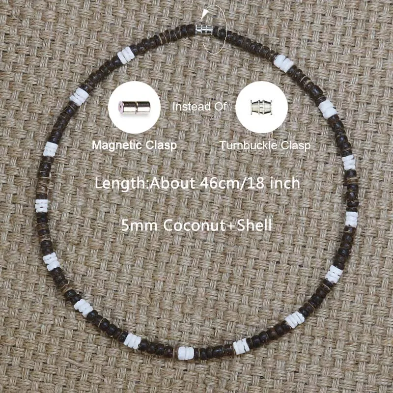 2022 Summer Beach Bohemia Surfer Necklace For Men Simple Geometric Tribal Ethnic Coconut Shell Beaded Necklace Men Jewelry