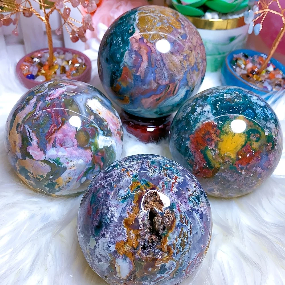 A stunning, oversized, rare, multicolored ocean chalcedony ball - Rainbow Chalcedony, each piece boasting unique colors