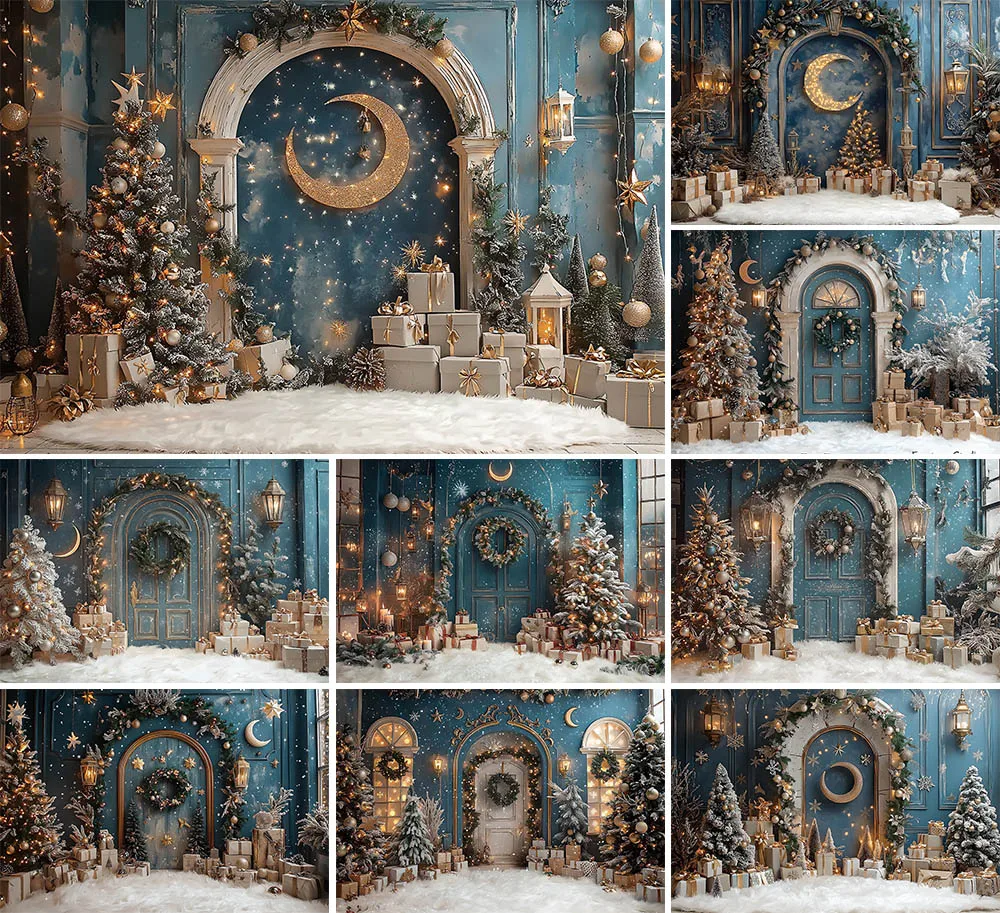 

Mehofond Photography Backdrops Christmas Tree Glitter Kids Portrait Baby Shower Xmas Moon Snowflakes Star Background Photozone