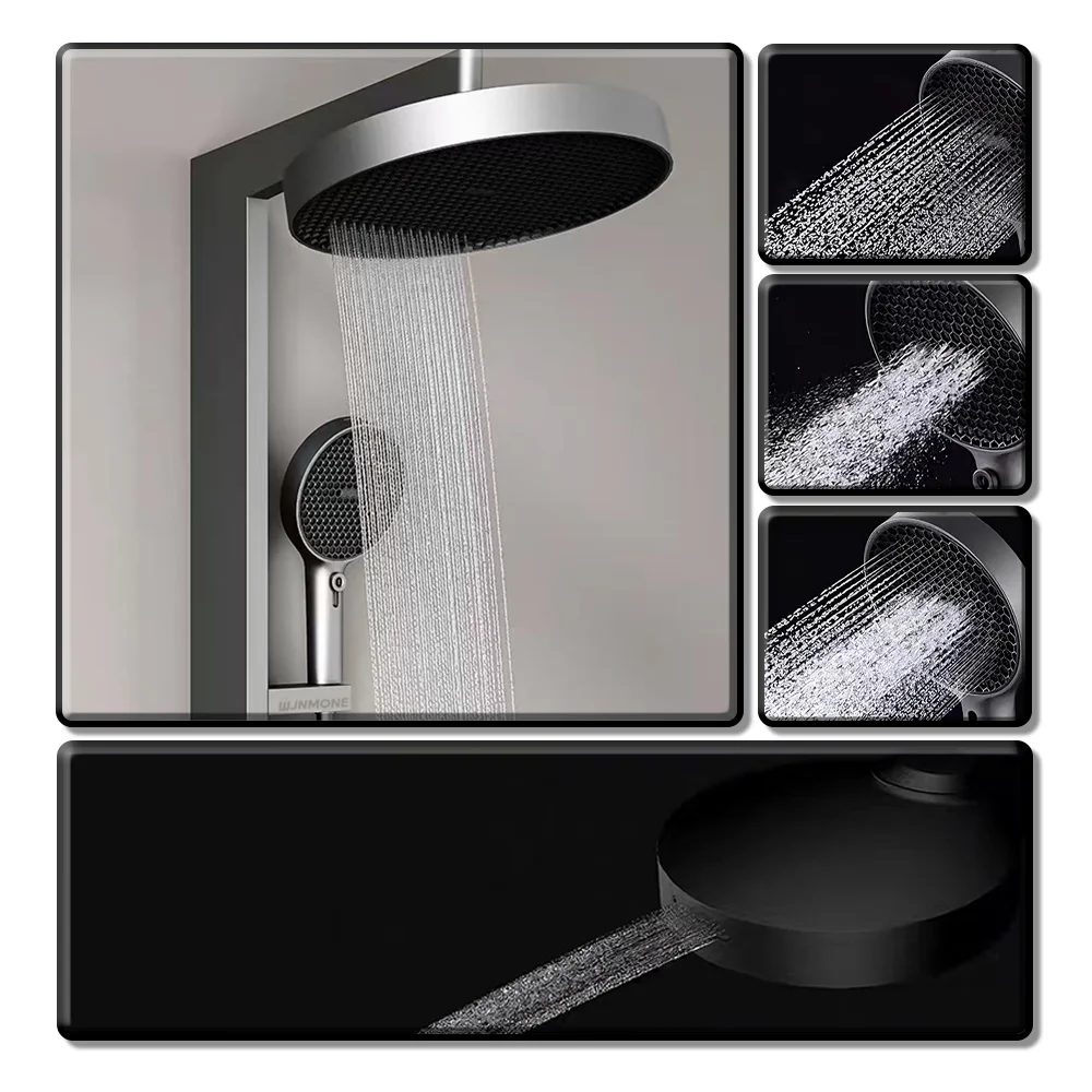 최고급 벽걸이형 온도조절 믹서 세트 니치 욕실 수도꼭지 세라믹 밸브 샤워 시스템 욕조 샤워 수도꼭지 세트