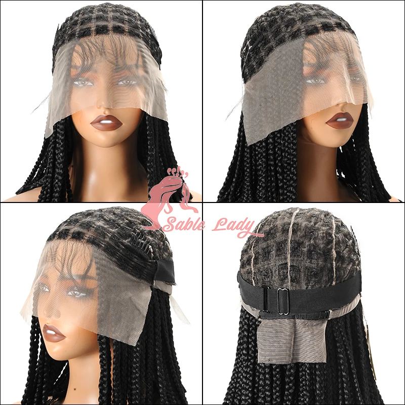 Full Lace Synthetic Short Bob Braided Wigs 10inch Dreadlock Knotless Braids Lace Frontal Wig Cornrow Braid Wig Fringe with Bangs