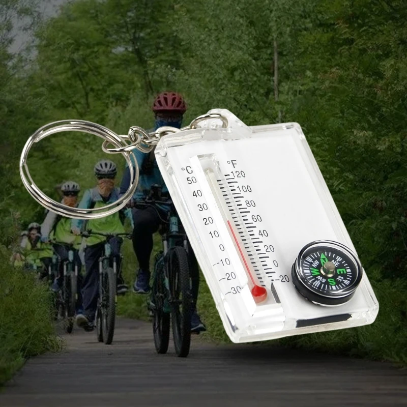 

Small Compasses Thermometer Keychain Mini Pocket Sized Keyring Gear for Camping, Hiking, Backpacking, Survival Emergency