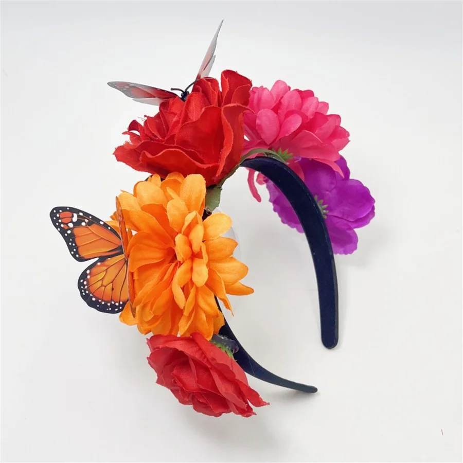 2024 New Fashion personality Boho Flower Crowns Headband For Women Faux Floral Hairband Wedding Art Photography Hair Accessories