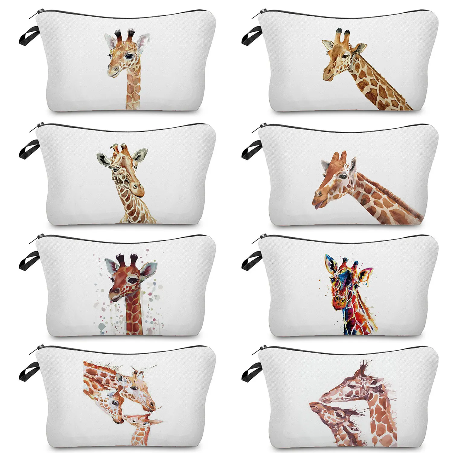 Watercolor Giraffe Deer Print Women's Customize Pencil Cases Heat Transfer Cosmetic Bags Organizer Toiletry Bag Multifunction