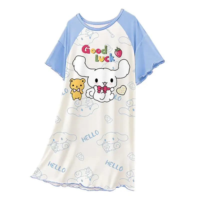 Sanrios Children's Nightgown Kawaii My Melody Kuromi Cinnamoroll Girls Pajamas Thin Summer Homewear Cute Sleepwear Breathable