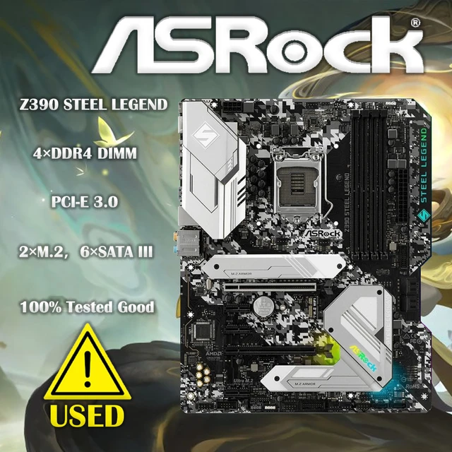 Used Asrock Z390 STEEL LEGEND ATX motherboard LGA1151 4x DDR4 128G SATA3 6Gb s 2x M.2 NVMe Motherboard AliExpress