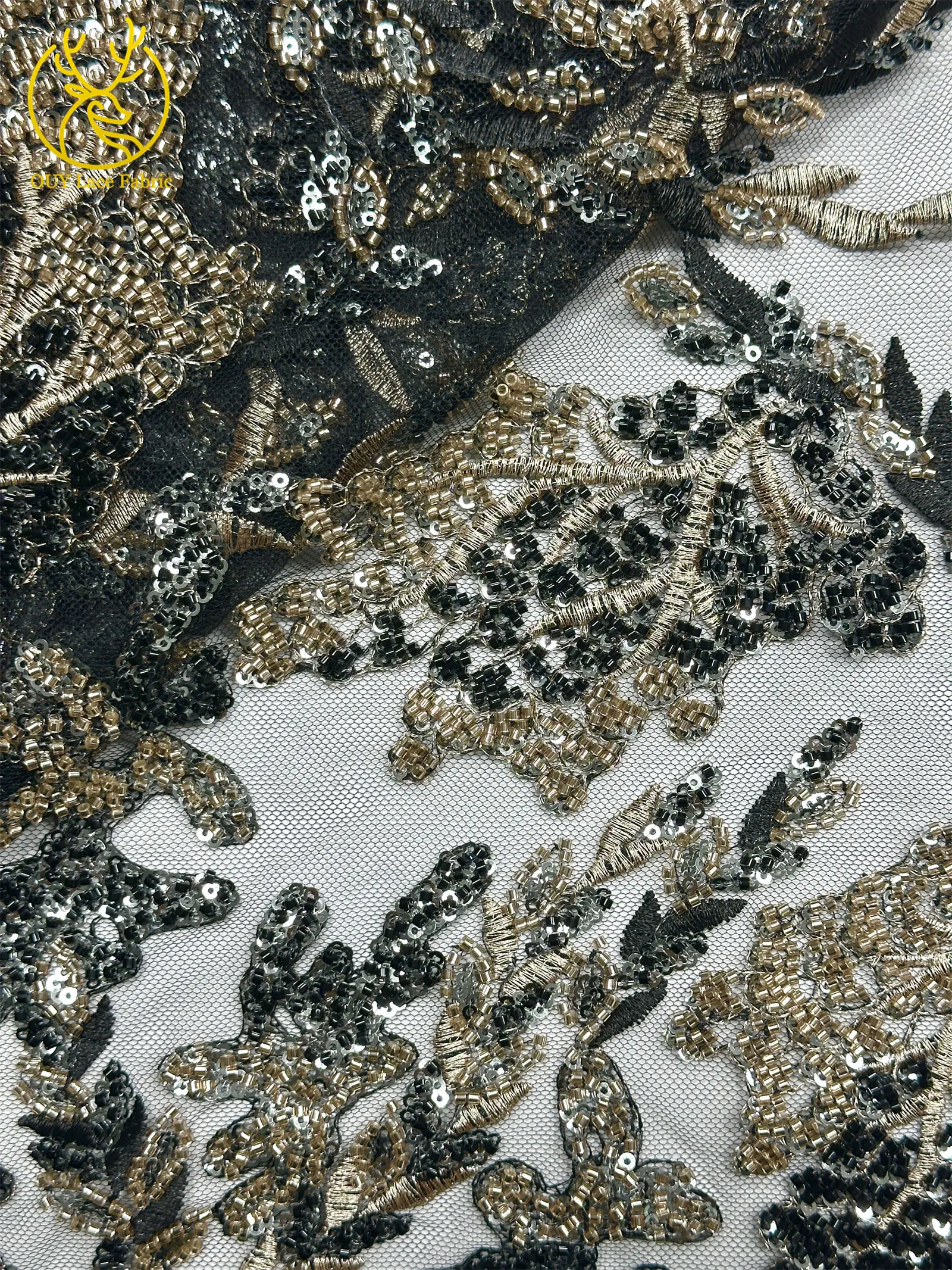 Afrikanischer Perlen-Pailletten-Stickerei-Spitzenstoff 2026 Exquisite Nigerianische Brautspitze Französischer Tüllstoff für Hochzeits- und Partykleider – Detail 16