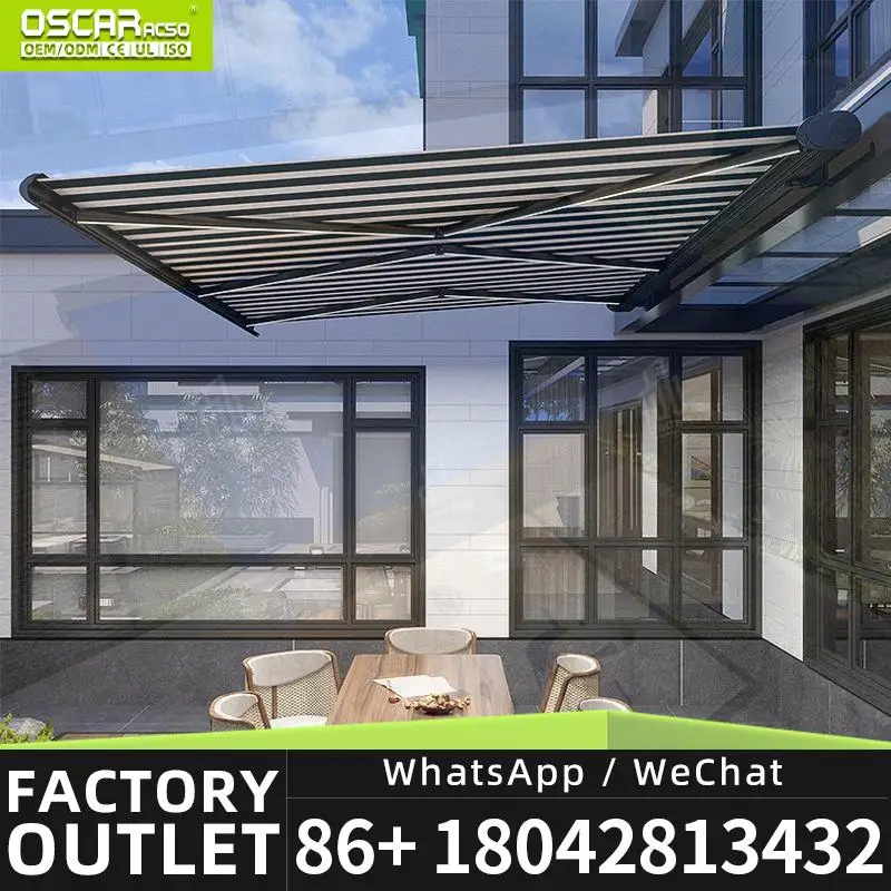 Outdoor Shading Folding Sun Shade Motorized Retractable Aluminium Awning 4M 5M for Garden Terrace Patio Retractable Awning