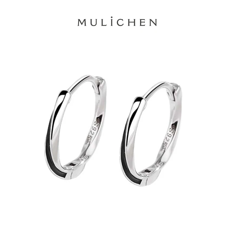 Mobius Ring Earrings For Women 15mm Round S925 Sterling Silver Simple Couple Gift Fine Jewelry Accessories K-pop Earrings Men