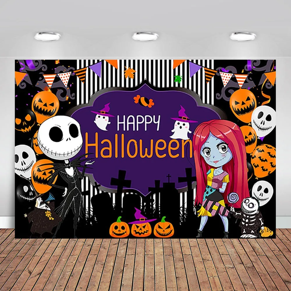 

Happy Halloween Backdrop for Party Supplies Nightmare Before Christmas Banner for Party Decorations Before Christmas Baby Shower