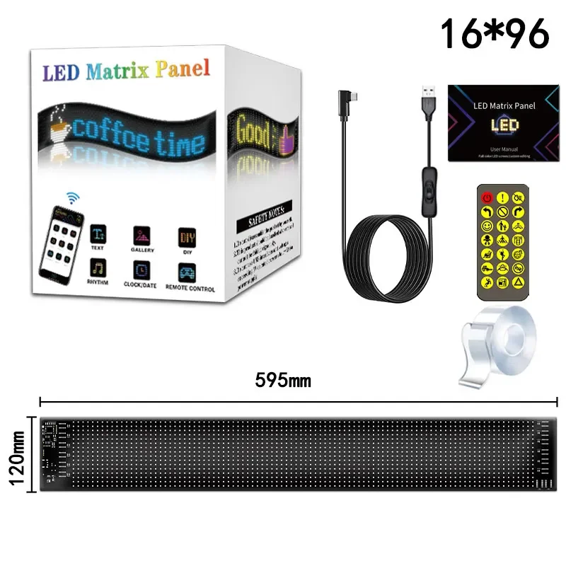 Led-ogen voor vrachtwagen Led Matrix Panel RGB LED Autopaneel DIY Programmeerbare Bluetooth App Controle Scrolling Light