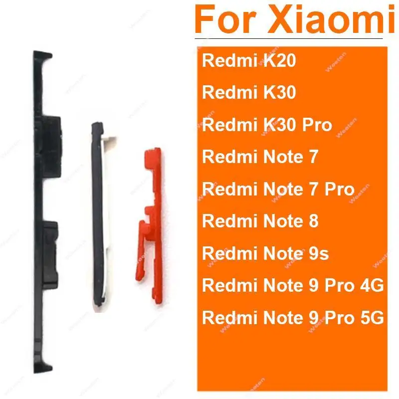 Power Volume Key Buckle For Xiaomi Redmi K20 K30 Pro Note 7 8 9 Pro Note 8T 9S 5G Side Button Power Volume Bracket Snap Gasket