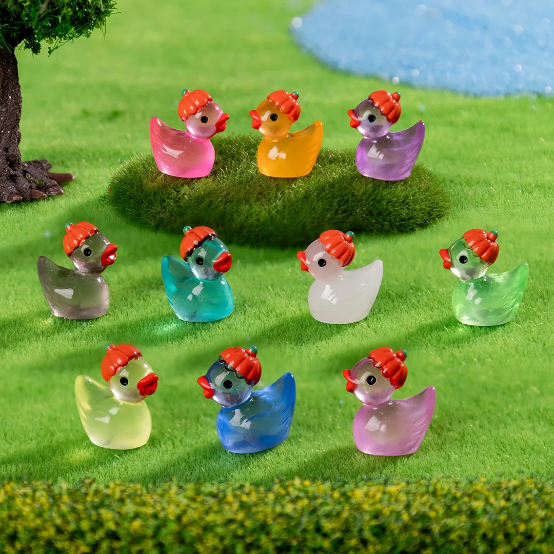 Figurita pequeña de resina luminosa para Halloween, calabaza, pato, paisaje de jardín de hadas, planta en maceta, juego de broma, adorno artesanal, 20-100 Uds.