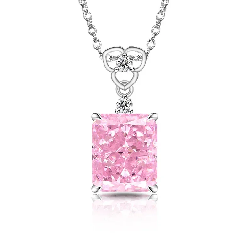 

Стерлингового Серебра 925, светлый, роскошный темперамент, многоцветный ледяной цветок, кристалл, циркон, квадратный кулон, ожерелье, подарок на день рождения