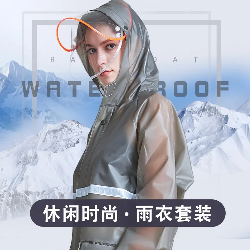 Fashion Thicken PVC Split Raincoat Suit Women Men Waterproof Breathable Motorcycle Rain Jacket Pants Suit Portable Rain Gear