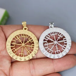 2Pcs/lot Vegvisir Compass Charm For Necklace Bracelets Jewelry Crafts Making Findings Handmade Stainless Steel Charm