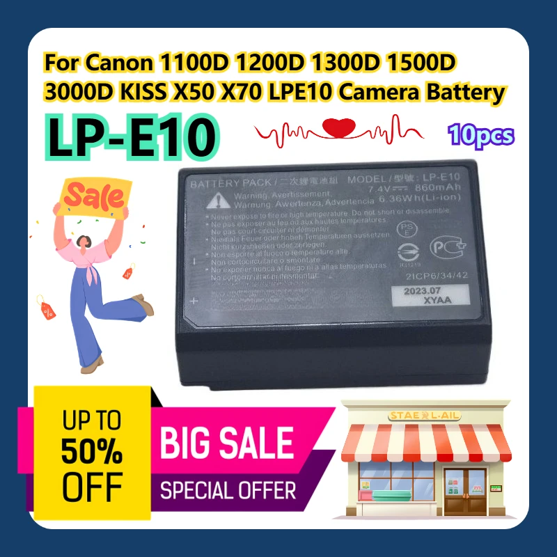 

For Canon 1100D 1200D 1300D 1500D 3000D KISS X50 X70 LP-E10 LPE10 Camera Battery