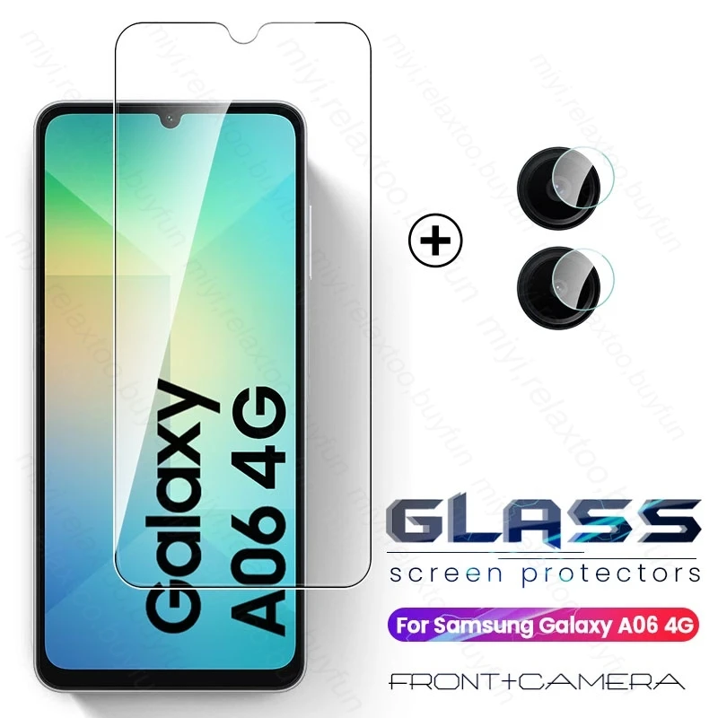 2To1 9H Tempered Glass Case For Samsung Galaxy A06 4G Screen Protector Camera Lens Film on Samsung A06 A 06 06A Protective Glass