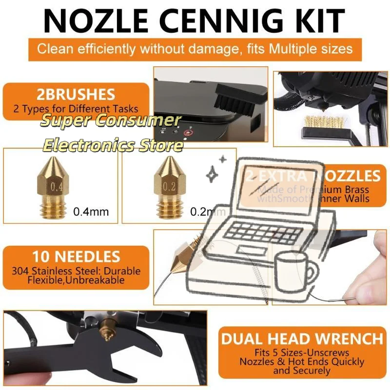 3D Printer Maintenance Tool Kit 39/42/46PCS High Quality Cleaning Repair Tools Scraper Brushes for 3D Printing Work