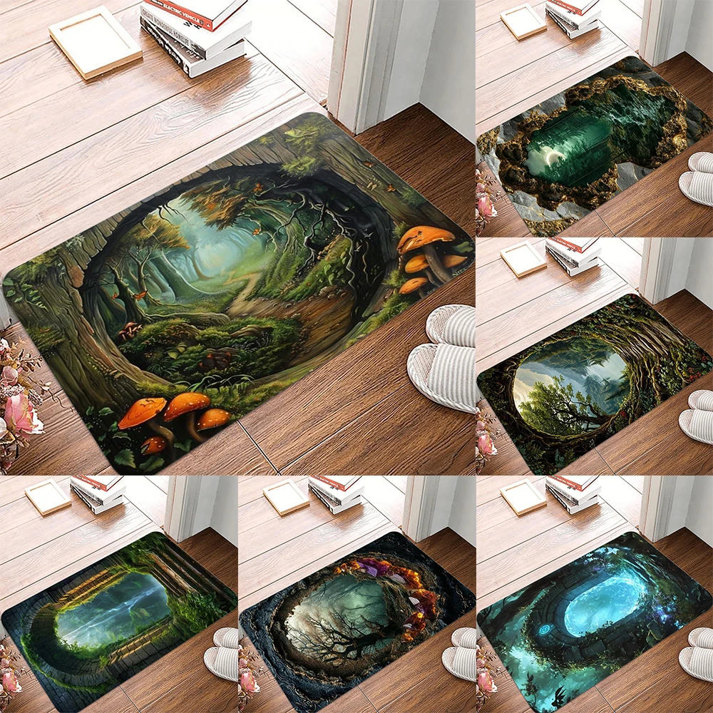 3D Visual Illusion Welcome Rug Doormat Deep Pit Trap Well Print Floor Mat Living Room and Bedroom Entry Foot Mat Fun Home Decor
