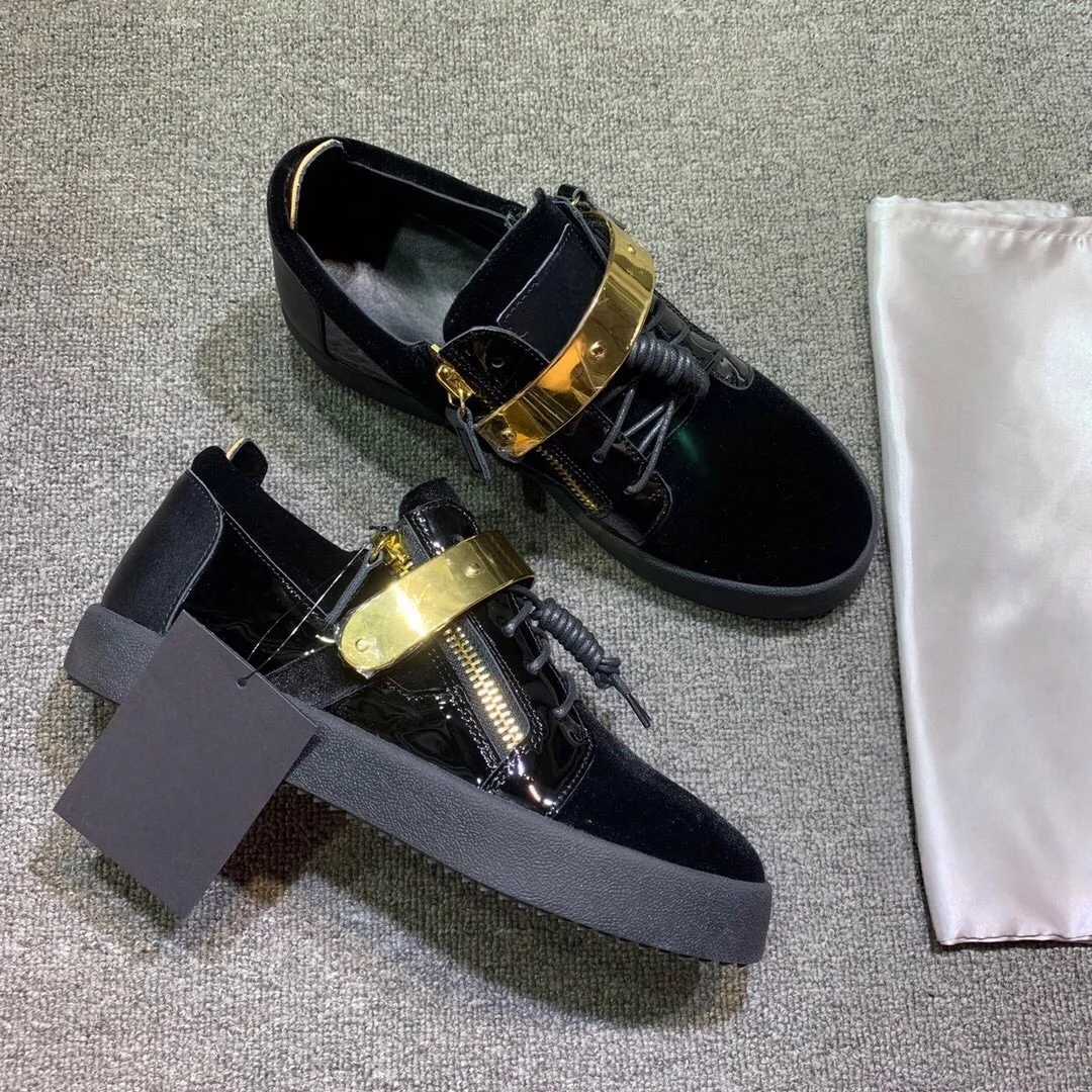 

Top Hight Quality Casual Sneakers For Men and Women Real Leather Brand Designer Unisex Tennis Shoes GZ Zipper Loafer Shoes G1128