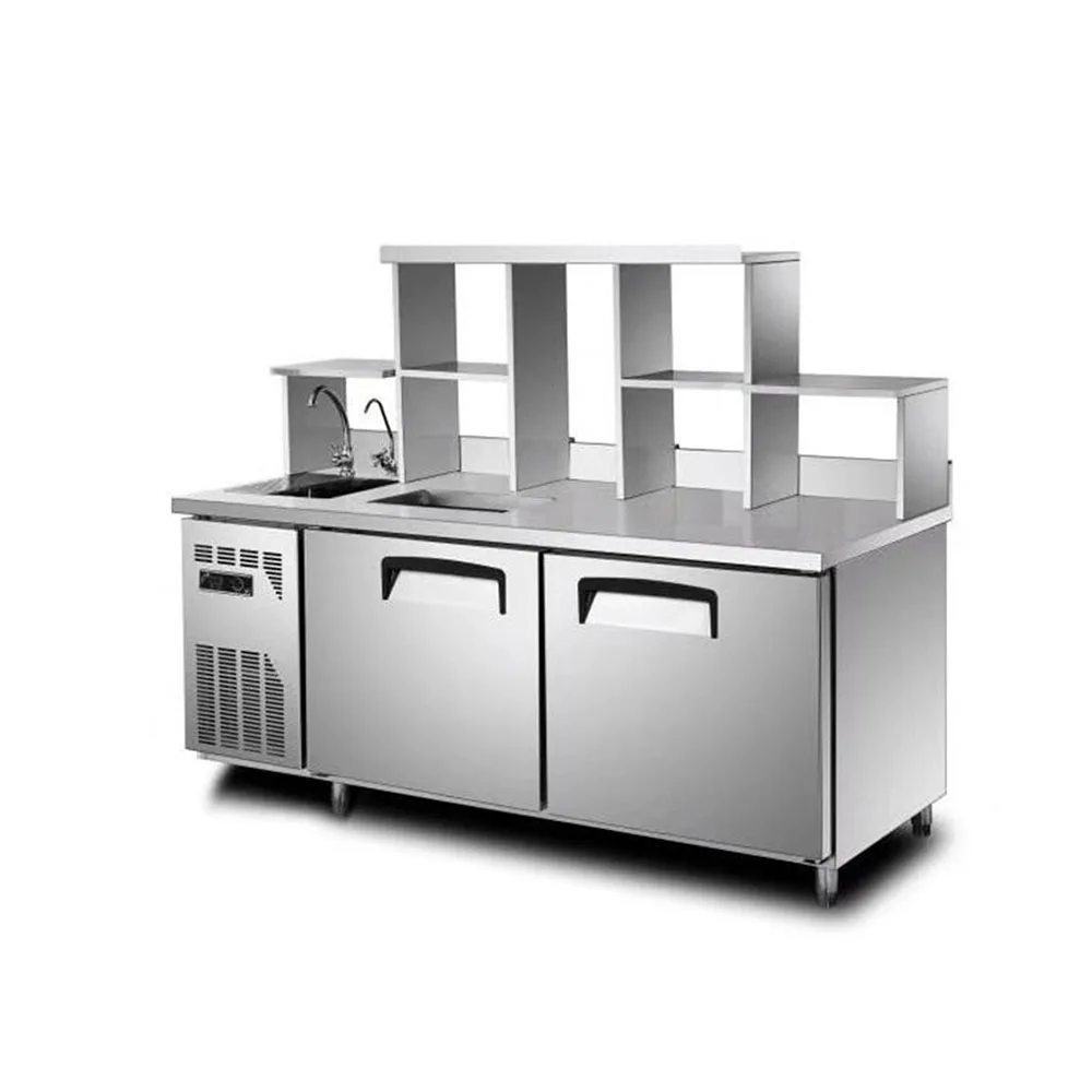 Коммерческий столешница из нержавеющей стали для молока, чая, изготовленный на заказ Рабочий стол для приготовления чая Boba, охлаждающего бара