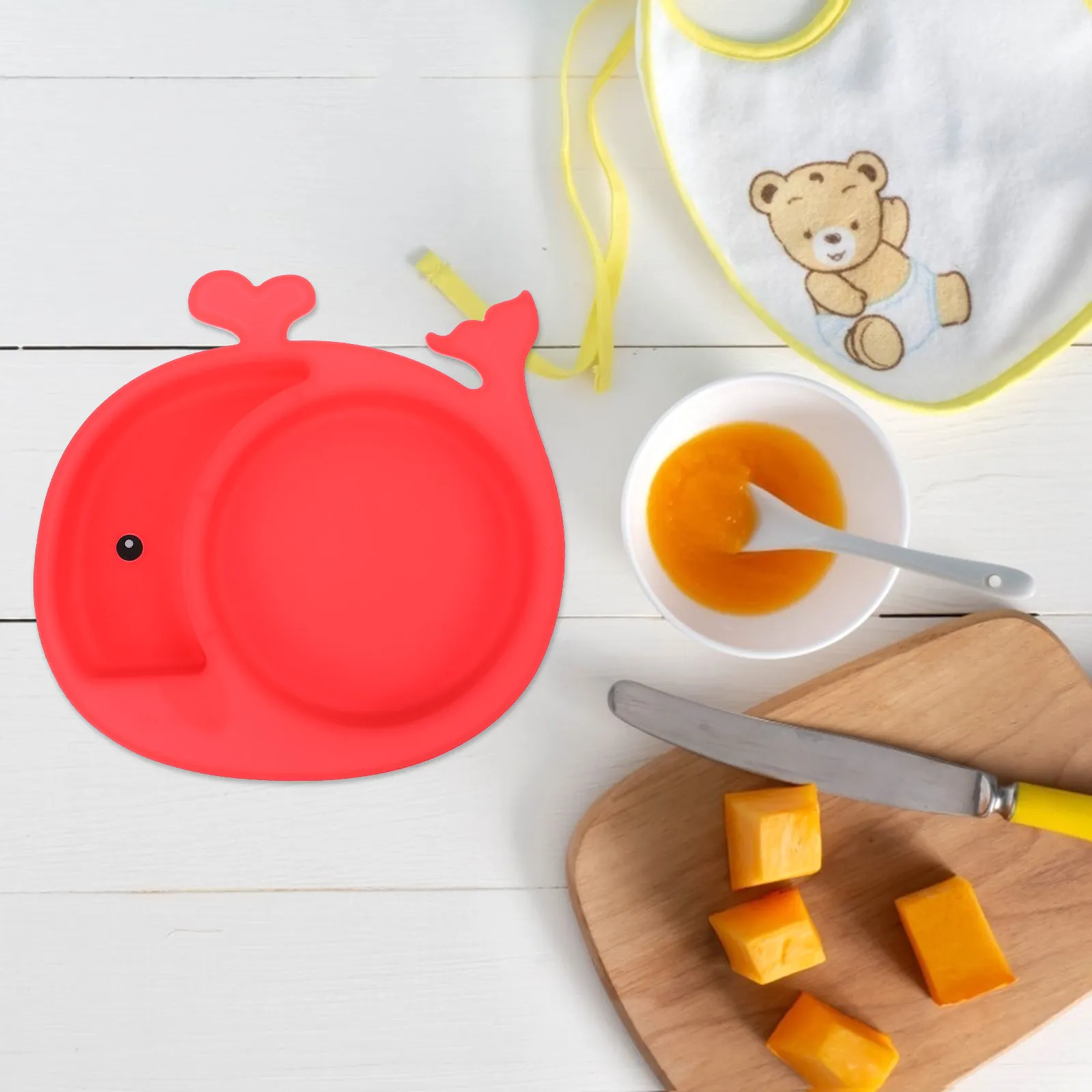 

Silicone Suction Baby Dinner Plate with 3 Compartments Non-Slip Base Lightweight Portable Dishwasher Safe for Toddlers and New