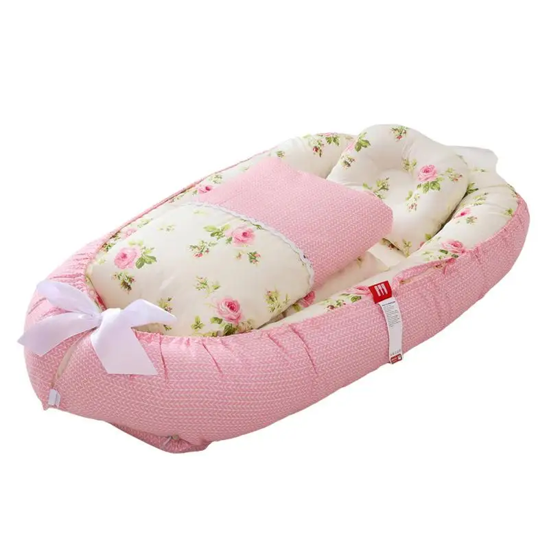 Portable Baby Sleeping Nest With Pillow And Quilt Infant Cradle Newborn Bassinet Bed Removable Cover Toddler Nursery Crib