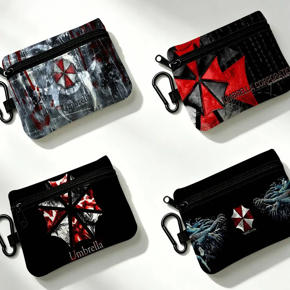 R-resident E-evil Umbrella Us TroopsS Lightweight Oxford Fabric Coin Purse Carabiner Hook Design Mini Card Key Organizer Bag