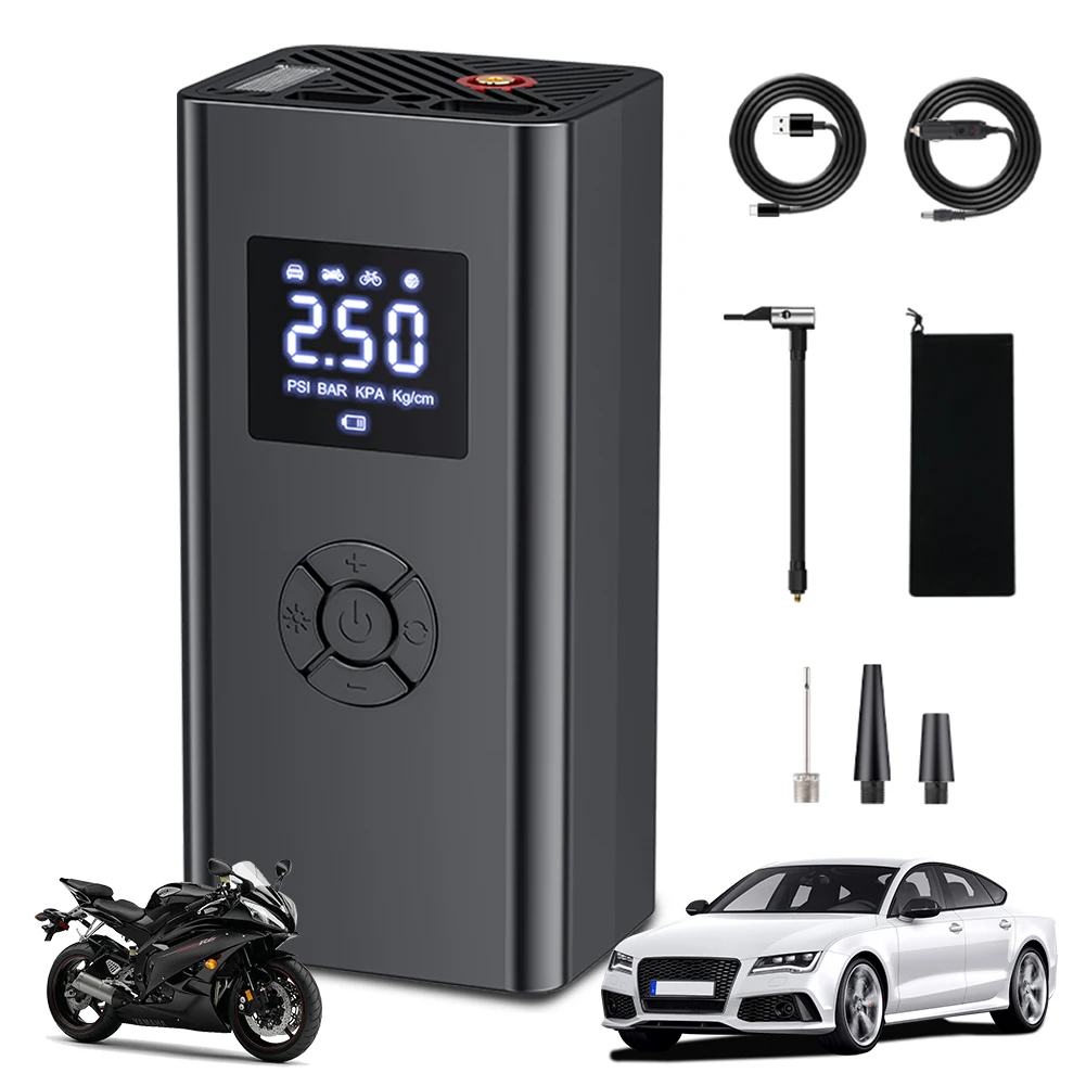 

Digital Bicycle Pump 150PSI Car Air Compressor LCD Display Wireless Car Tyre Inflator for Car Motorcycle Bicycle Tires and Balls