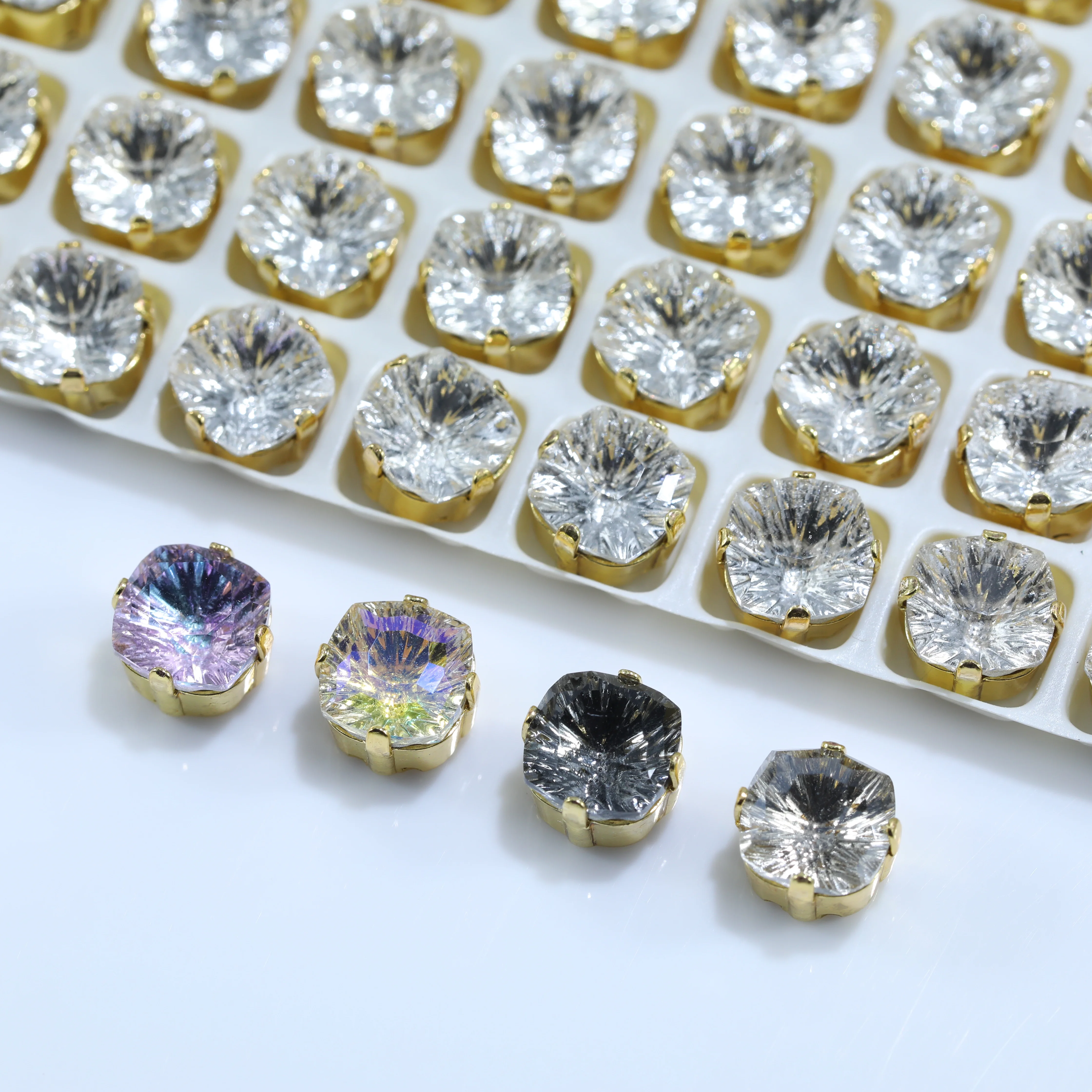 Quadratische Millennium-Cut-Krallen-Strasssteine aus K9-Kristall zum Aufnähen für Hochzeitskleider, Latein-Tanzkostüme, Schuhe, DIY-Schmuck und Taschen – Detail 3