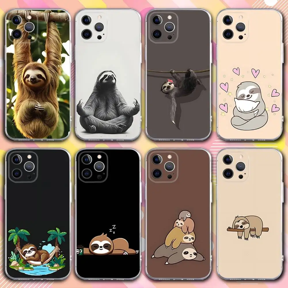 

Animal Cute S-Sloth Phone Case For iPhone 17,16,15,14,13,12,11 Pro,Max,Plus,X,XS,XR,SE4,E Mini Transparent Soft Cover