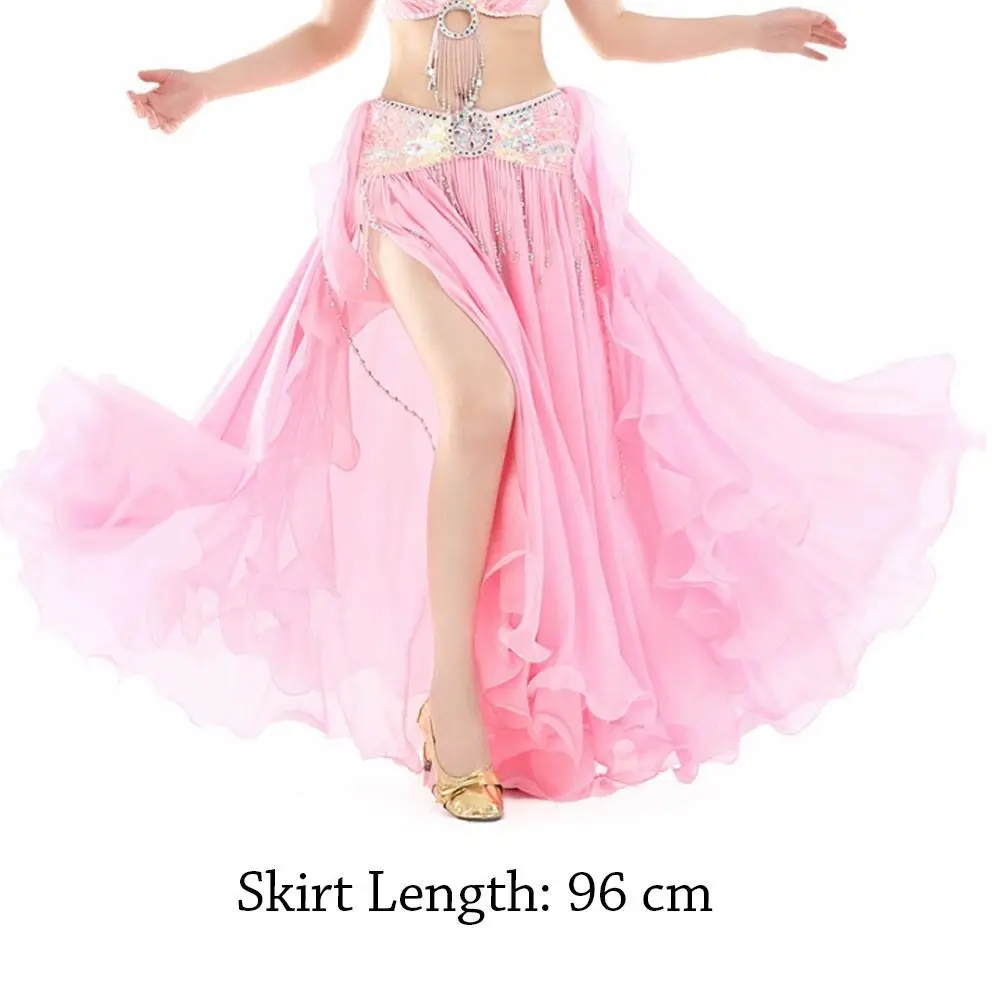 Saia elástica do chiffon para mulheres, borlas brilhantes de lantejoulas, fantasias sexy de desempenho, roupas de dança