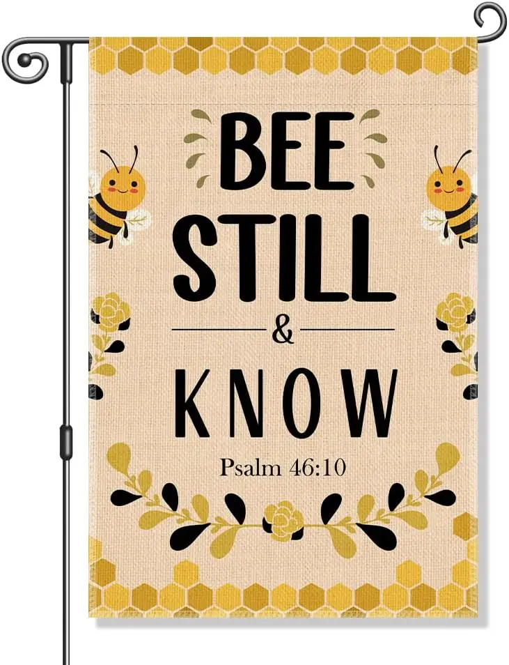 Perfectinsoy Bee Still and Know Psalm 46:10 Funny Garden Flag, Scripture Faith Bible Verse Banner, Christian Housewarming Fl MMZ