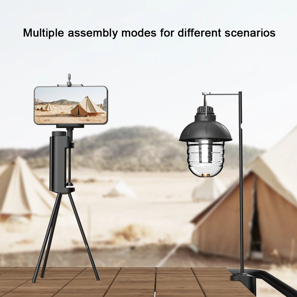 Lightweight Aluminum Alloy Light Holder Lamp Stand Outdoor Lamp Holder with Tripod Multifunctional Lamp Rack Camping Accessories